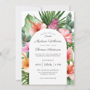 Lush Tropical Blommigt Watercolor Bröllop Inbjudningar
