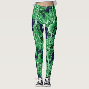 Lush Tropical Grönt Löv beniging från Mönster Leggings