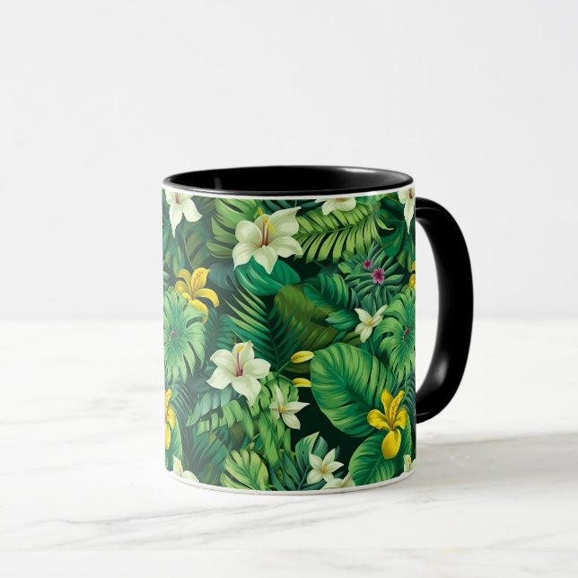 Lush Tropical Grönt - Tropical Foliage Beach Mugg (Framsida höger)