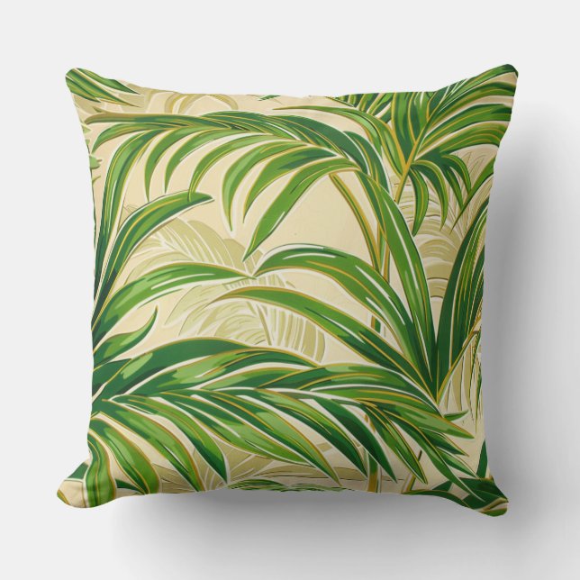 Lush Tropical Handflatan Träd Oasis Kudde (Framsida)