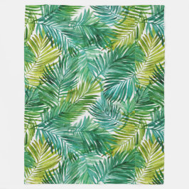 Lush Tropical Island Green Palm Leaf Watercolor  Fleecefilt