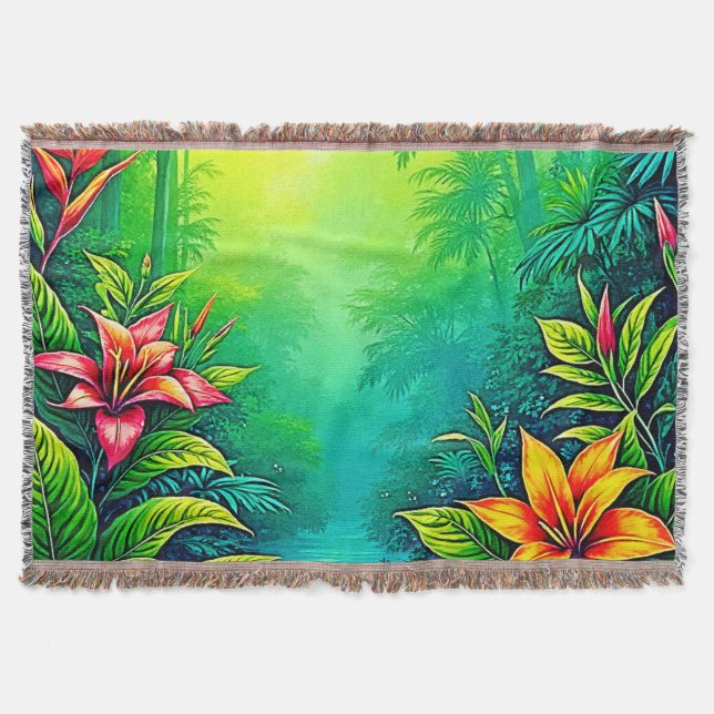 Lush Tropical Jungle Oasis Design Filt (Framsidan)