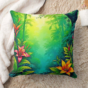 Lush Tropical Jungle Oasis Design Kudde