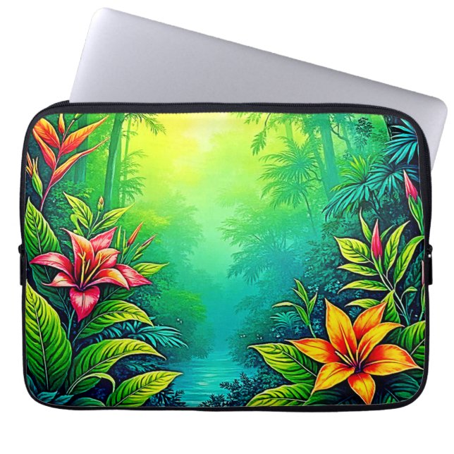 Lush Tropical Jungle Oasis Design Laptop Fodral (Framsidan)