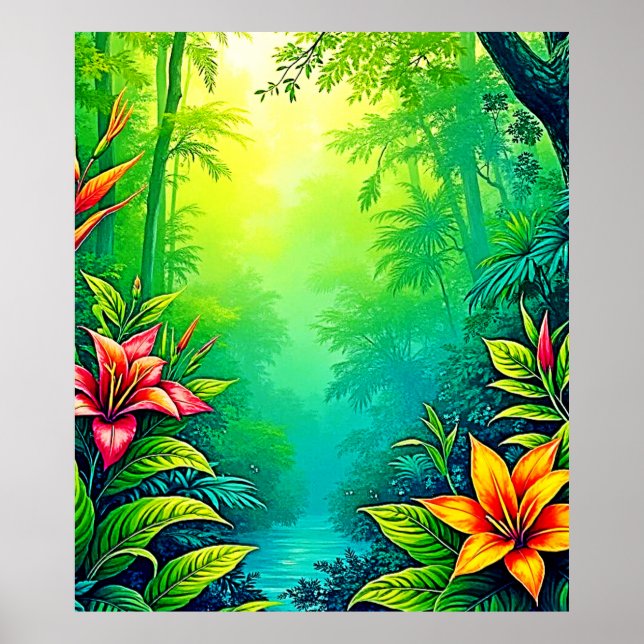 Lush Tropical Jungle Oasis Design Poster (Framsidan)