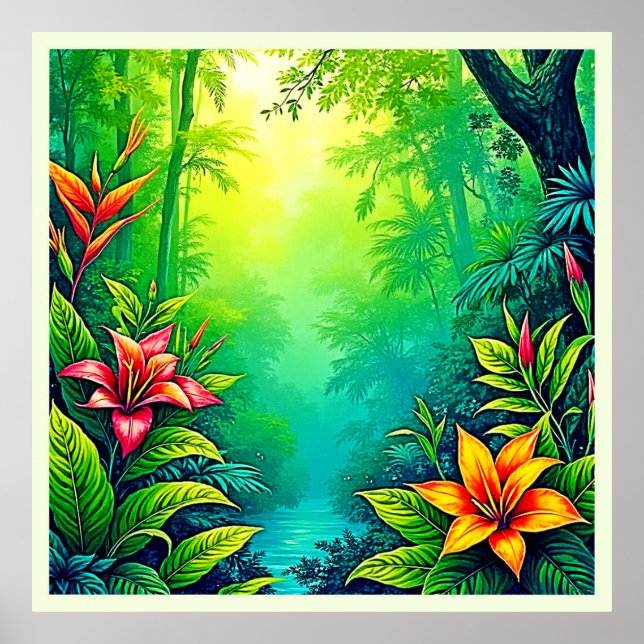 Lush Tropical Jungle Oasis Design Poster (Framsidan)