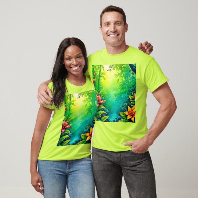 Lush Tropical Jungle Oasis Design T Shirt (Unisex)
