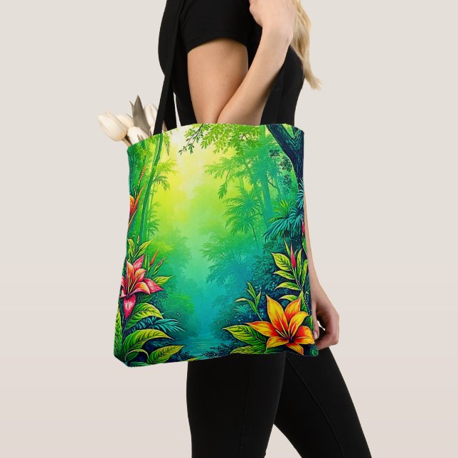 Lush Tropical Jungle Oasis Design Tygkasse (Närbild)