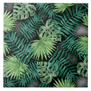 Lush tropical löv, Forest grönt  Kakelplatta