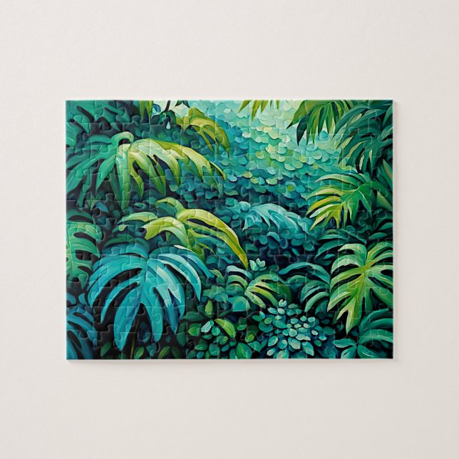 Lush Tropical Lövs Puzzle Pussel (Horisontell)