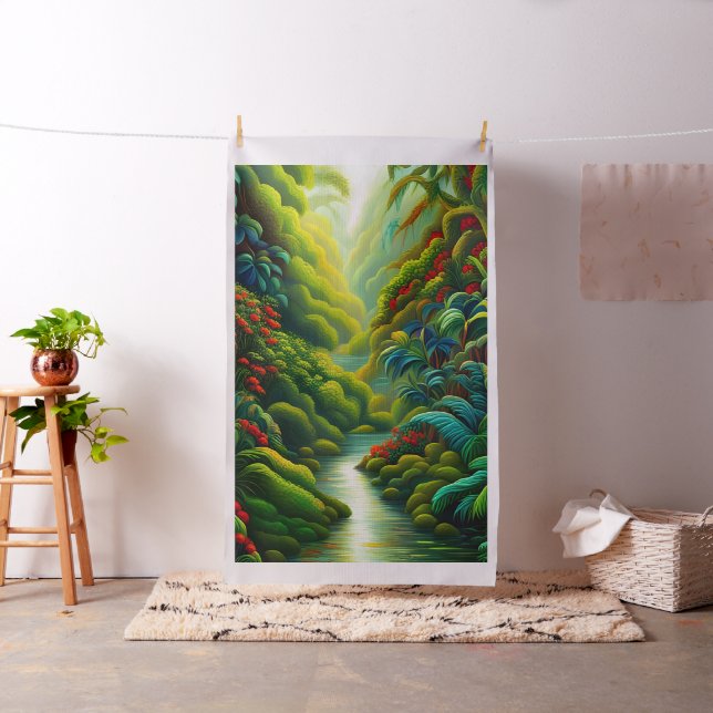 Lush Tropical Rainforest Cheater Quilt Sew Panel Tyg (In Situ)