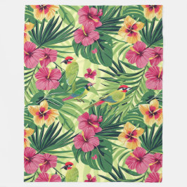 Lush Tropical Summer Blommigts Fleecefilt