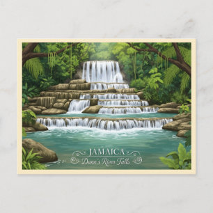 Lush tropiska vattenfall i Jamaica Vykort