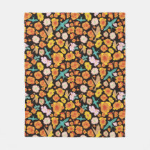 Lush Vår Blommigt och fåglar på mörkens bakgrund