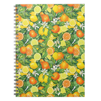 Lush Watercolor Citrus Fruit Spiral Photo Notebook Anteckningsbok
