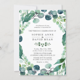 Lush Watercolor Eucalyptus Greenery Bröllop Inbjudningar