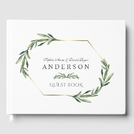 Lush Watercolor Greenery Geometric Bröllop Gästböcker