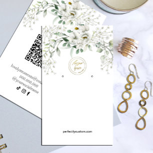 Lush White Flowers Earring Visning Business Visitkort