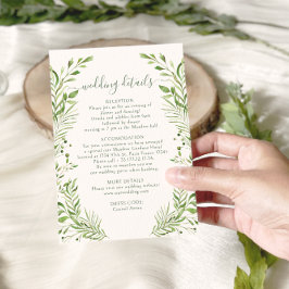 Lush Woodland Lövs Greenery Bröllop-informationsko OSA Kort
