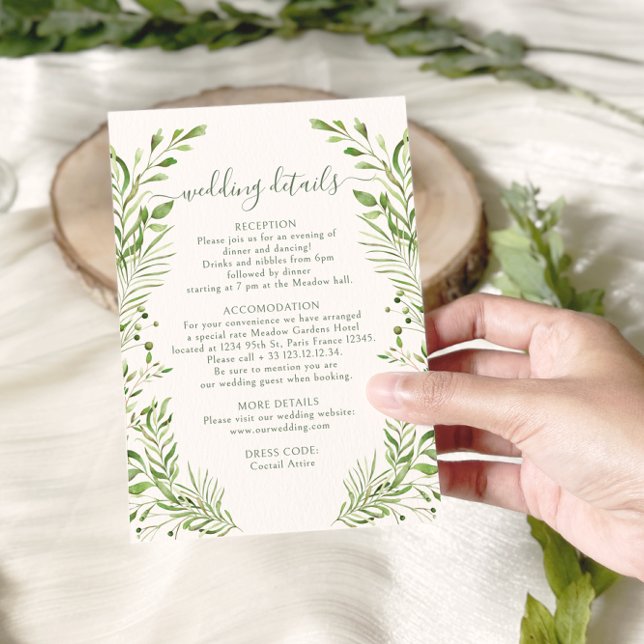 Lush Woodland Lövs Greenery Bröllop-informationsko OSA Kort (Skapare uppladdad)