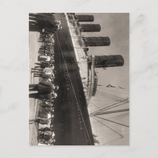 Lusitania Arrives New York City 1907 Vykort (Framsida)