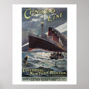 Lusitania - Vinatge Cunard fodrar Poster