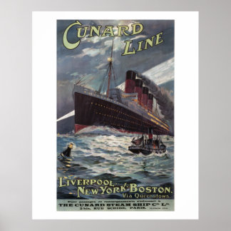 Lusitania - Vinatge Cunard Line poster
