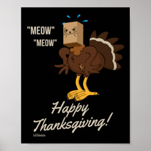 Lusjust helgdag för MEOW HAPPY THANKSGIVING Poster