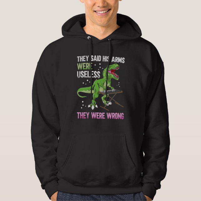 Luslös Arm T Rex Pianist Hoodie (Framsida)