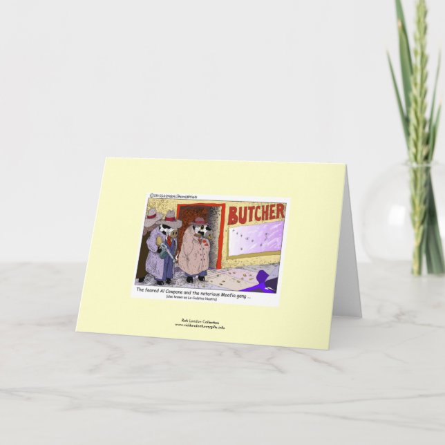 Lusna kor: Cow Mafia Al Cowpone Greeting Card Kort (Framsida)