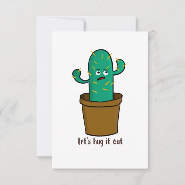 Lusniga Cactus Låt oss Hug ut den ur Kawaii Tack Kort (Framsida)