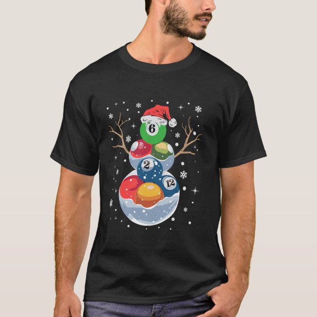 Lusnooker Julafton Bassäng Bord Santa Hat Billiard T Shirt (Framsida)