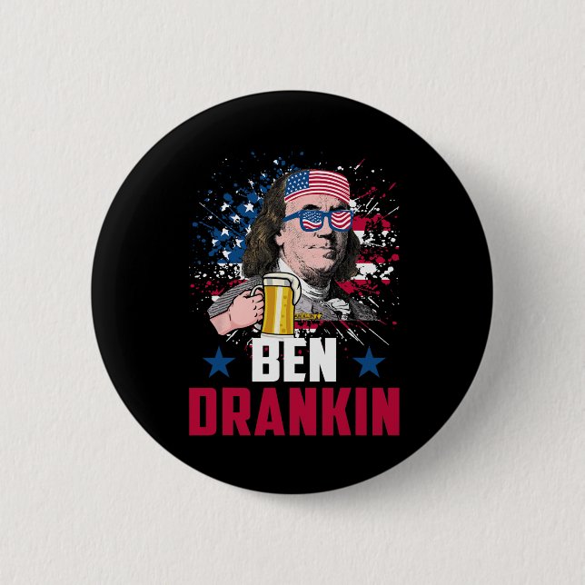Lusny Ben Drankin 4:e juli USA flagga Manar Drinki Knapp (Framsida)