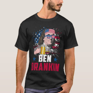 Lusny Ben Drankin 4:e juli USA flagga Manar Drinki T Shirt