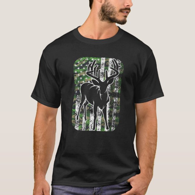 Lusny Camouflage American Hjort Hunting Gift åt mi T Shirt (Framsida)