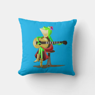 Lusny Dekorativ kudde Frog spelar Guitar Färg