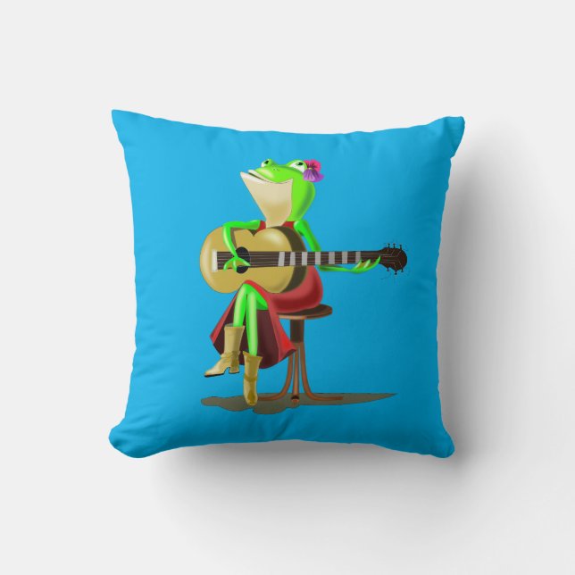 Lusny Dekorativ kudde Frog spelar Guitar Färg (Framsida)