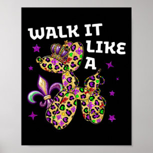 Lusny går som en Hund Mardi Gras Leopard Design Poster