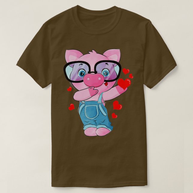 Lusny Gris Heart Valentines day ger Cute Gris Dabb T Shirt (Design framsida)