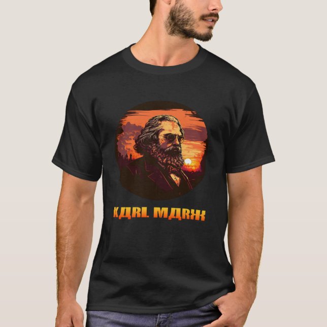Lusny Karl Marx, socialistisk, kommunistisk Pullov T Shirt (Framsida)