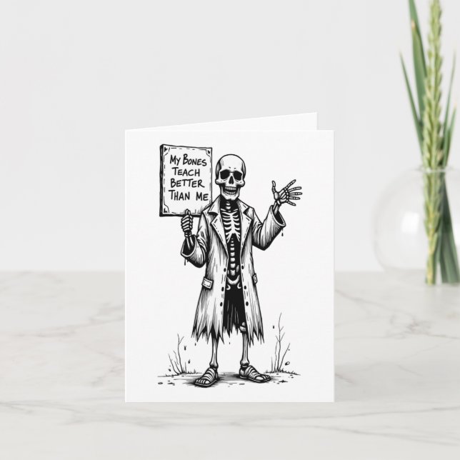 Lusny Skeleton Witch Teacher Halloween mina ben Te Kort (Framsida)