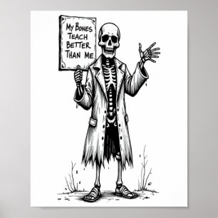 Lusny Skeleton Witch Teacher Halloween mina ben Te Poster