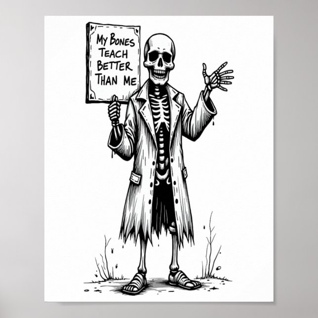 Lusny Skeleton Witch Teacher Halloween mina ben Te Poster (Framsidan)