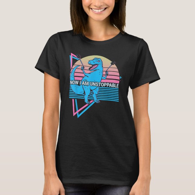 Lusny Trex T Rex Dinosaur Retro Nu är jag ostoppab Shirt (Framsida)