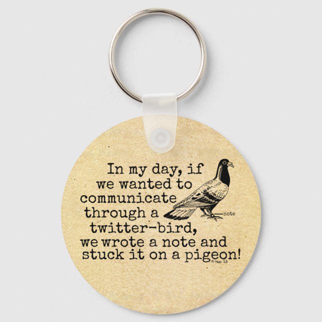 Lusnyare Ålder Twitter Bird Pigeon Nyckelring (Framsida)