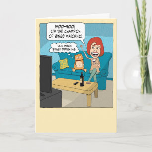 Lusnyare Binge Champion med grumpy Cat Birthday Kort