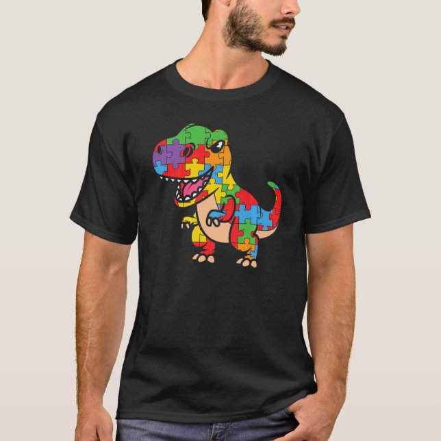 Lusnyare Dinasour T Rex Design Autistic Autism Awa T Shirt (Framsida)