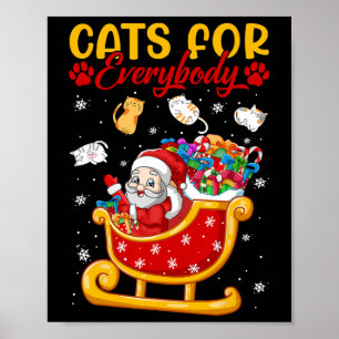 Lusnyare katter för alla Santa Sleigh Merry Kristu Poster