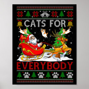 Lusnyare katter för alla Santa Sleigh Ugly Christm Poster