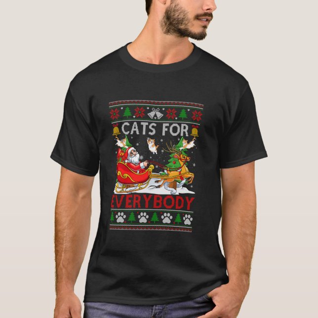 Lusnyare katter för alla Santa Sleigh Ugly Christm T Shirt (Framsida)
